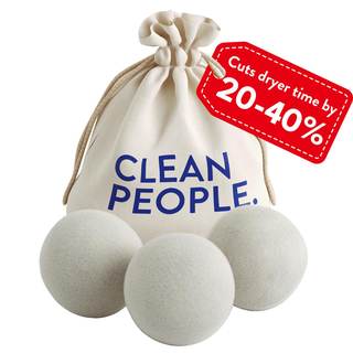 The Clean People 100% New Zealand Wool Dryer Balls - 3 Pack - for Laundry, Fabric Softening, Anti Static, No L