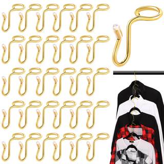 Sratte 50 Pieces Clothes Hanger Connector Hooks, Metal Clips Extender Hooks for Velvet Hangers Closet Space Sa
