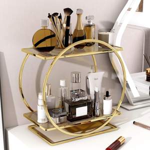 Perfume Organizer, 2-Tier Bathroom Countertop Organizer and Storage | Gold Makeup Organizer for Vanity, Counte