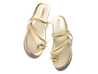 Coutgo Womens Strappy Flat Sandals Square Open Toe Flip Flops Slides Toe Ring Summer Dress Shoes Light Gold 9.