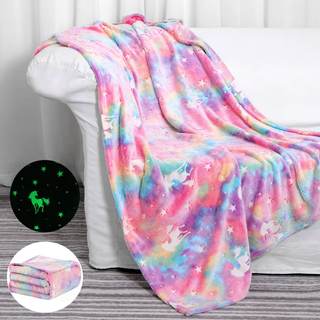 SALIMAH Glow in The Dark Blanket Unicorns Gifts for Girls, Toys for Girls Age 2 3 4 5 6 7 8 9 10 Year Old, Sof