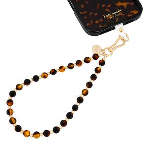 kate spade new york Phone Charm Wrist Strap w/Anchor Card - Tortoise Bead | Stylish Detachable Phone Strap - H