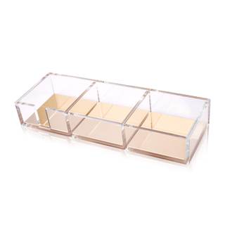 Premium Acrylic and Gold Base Note Holder, Paper Clips Holder for Desk, Cube Memo Pad 3 Compartments Desktop O