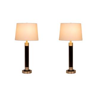 Litex BL15-2LTX Contemporary Cylinder 1 Light Black Plastic and Brushed Steel Accent Table Lamp - 2 Pack