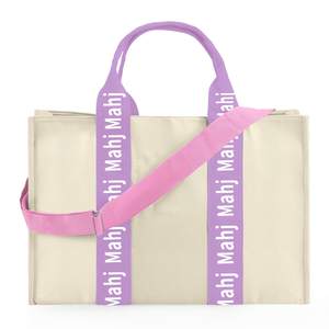 Empty Mahjong Bag for Tiles 22x15x6 Inches Thickened Canvas Mahjong Carrying Tote Bag with Lining and Thicker 