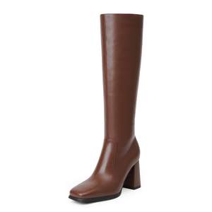 Modatope Knee High Boots Women Square Toe Chunky Heel Fashion Tall Boots | Block Heel Gogo Boots with Side Zip