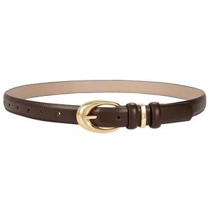 TRIWORKS Women Leather Belt for Jeans Pants Fashion Ladies Skinny Faux Leather Dress belt with Gold Buckle Fit