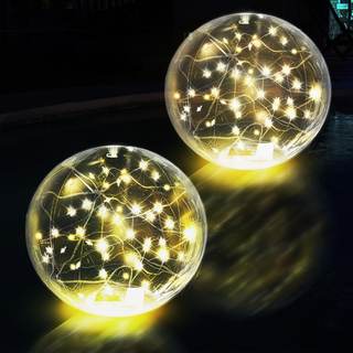 Solar Floating Pool Lights Auto-On At Night - 14" Inflatable Waterproof Glow Pool Balls, 3000K Warm-White Sola
