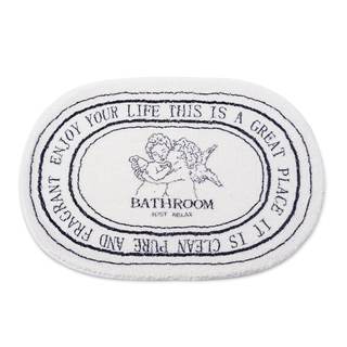 White Cute Oval Bath Rug 20x32in, Machine Washable Soft Angel Bath Mat | Plush carpet aesthetic design, Fun Y2