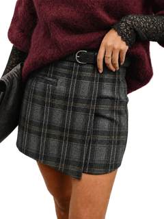 Wenrine Womens Plaid Skorts High Waisted A Line Casual Wrap Shorts Skirt | Gingham,Skirt with Shorts,Vintage,w