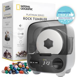 National Geographic Ultra Quiet Rock Tumbler Kit for Kids and Adults | Ultra-Quiet Design, 2 Lb. Barrel, Rough