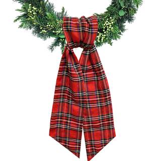 Christmas Wreath Sash for Front Door Red Buffalo Plaid Wreaths Satin Sash Burlap Garland Ribbon Accessories fo