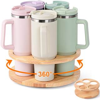 MyLifeUNIT Water Bottle Organizer for Stanley Cups 40oz/30oz/20oz, 360° Rotating Wooden Tumbler Organizer, Sta