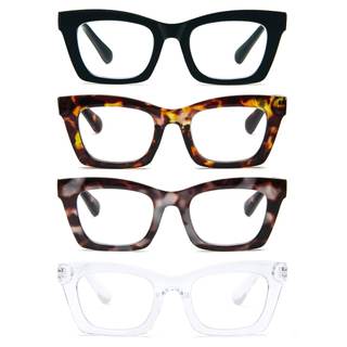 Reading Glasses for Women Style Oversized Square Spring Hinge Blue Light Blocking Glasses Black/Tortoiseshell/