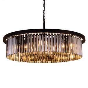 Wellmet Chandeliers for Dining Living Room, 33.5" Black Crystal Chandeliers | 9-Light Crystal Chandeliers for 