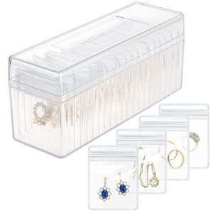 HOMEHIVE Acrylic Jewelry Box Organizer, Clear Jewelry Organizer and Storage with 20 Portable Anti Tarnish Jewe