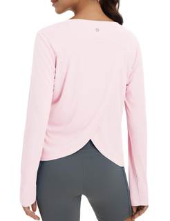 baleaf Women's Long Sleeve Workout Tops Running Shirts Split Back | Moisture-wicking, Lightweight, Quick Dry,