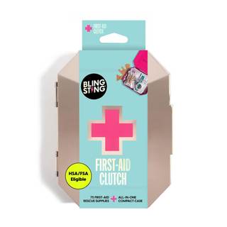 BLINGSTING First Aid Kit - 75 Essential First-aid Supplies, Bandages, Wipes, Gold Travel Case - Multipurpose M