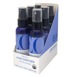 EO Hand Sanitizer Spray, 2 Ounce (Pack of 6), French Lavender, Sugarcane Derived Alcohol with Essential Oils,