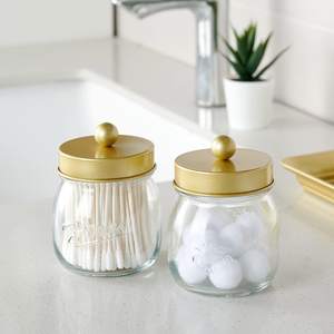 SheeChung 2 Pack Glass Mason Jar Qtip… — view 2