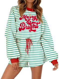 MYHALF Christmas Lounge Sets for Women Shorts Sweatshirt and Shorts Set | matching sweat sets for women sports