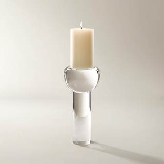 Z Gallerie Serene Pillar Candle Holder Large Clear Crystal Glass | Modern Sculptural, Minimalist Decor, Tablet