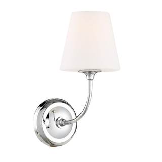 Crystorama Libby Langdon Sylvan 1 Light Polished Chrome Sconce with Sconce with Glass Shade Polished Chrome Wi