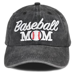Distressed Baseball Mom Dad Hat for Women, Adjustable Washed Embroidered Baseball Cap for Mama One Size Black