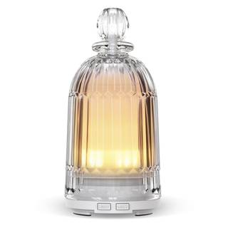Glass Essential Oil Diffuser, Aroma Diffusers with Glass Cover & Plastic Reservoir Small Humidifiers with 7 Co