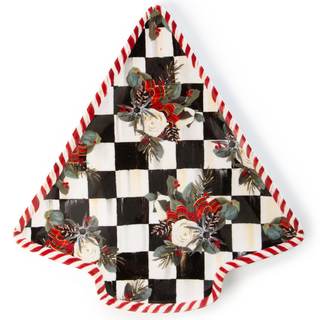 MACKENZIE-CHILDS Ceramic Cookie Plate, Christmas Candy and Cookie Platter, Scottish Bouquet
