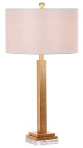 SAFAVIEH Lighting Collection Perri Farmhouse Gold/ Crystal Base 30-inch Bedroom Living Room Home Office Desk N