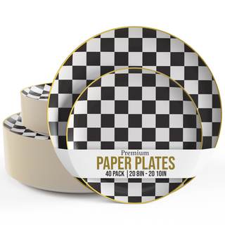 Trendables Heavy Duty Paper Plates Bulk 40 Pcs Disposable Party Plates - 20 X 8 Inch Dessert Plate & 20 X 10 I