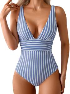 Eomenie Women's One Piece Swimsuit Tummy Control V Neck Bathing Suit | Slimming Swimwear, Adjustable Straps, B
