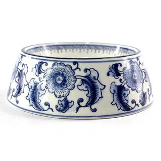 Blue and White Porcelaine Dog Bowls Ceramic Dog Cat Food and Water Bowls (5.8x7.2x2.4inch) 5.8x7.2x2.4 in