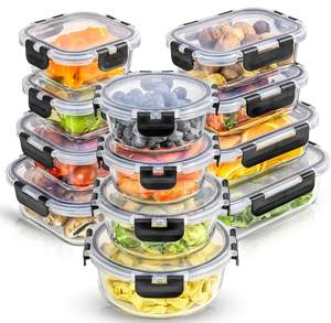 JoyJolt 24pc Borosilicate Glass Storage Containers with Lids | 12 Airtight/Freezer Safe Food Storage Container