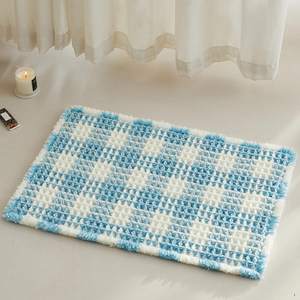 TYUU Waffle Bath Mat, Boho Bathroom Rugs Non Slip Washable Absorbent Checkered Bathroom Mat Quick Dry Cute Bat