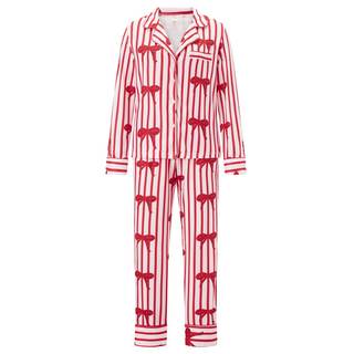 Christmas Family Pajamas Matching Sets Button Down Pajamas Santa Claus Holiday Festival Sleepwear 3X-Large Bow