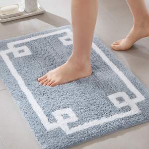 Madison Park Evan 100% Cotton Bath Rug Plush Absorbent, 20" x 30", Blue | Non-slip Backing, OEKO TEX, Luxuriou