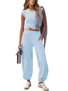 Outfeel Women 2 Piece Outfit Set Loungewear Cropped Tops and Jogger Sweatpant Matching Set Coordinated Sweatsu