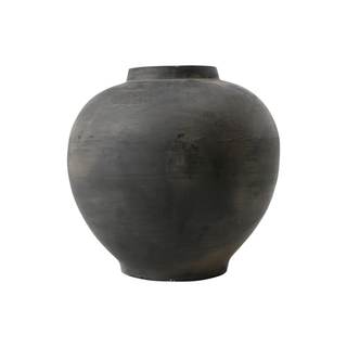 10" Rustic Pottery Vase for Decor, Handmade Gray Apple-Shaped Ceramic Jar, Decorative Ceramic Vase, Farmhouse 