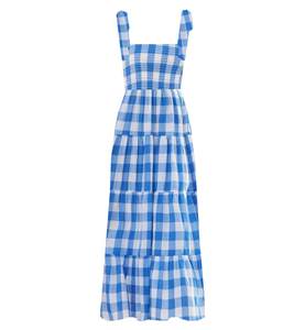 kinstell Women's Summer Boho Spaghetti Strap Square Neck Ruffle Casual Flowy Long Dress Beach Swing Party Maxi