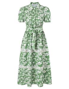 GRACE KARIN Women's 2026 Summer Floral Maxi Dresses | 2 Pocket, Flowy, Bohemian, A Line, Tie Belt, Short Puff