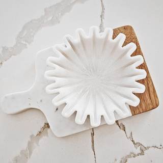 HandCrafted Marble Bowl/Antique Scallop Bowls/Fruit Bowl/Vintage Ring Dish/Decorative Ruffle Flower gift/House