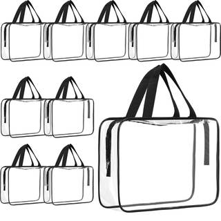 Reginary 10 Large Clear Cosmetic Bags with Zipper, Toiletry Travel Pouches | Clear Tote Bags for Toiletries, T