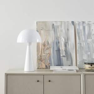 Nourison Home 16" White Metal Mushroom Table Lamp, Modern, Retro, Desk Light for Bedroom, Dining, Office, Entr