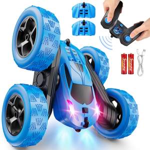 QUNREDA Remote Control Car, RC Cars Toys for Kids Ages 6-12, 4WD Stunt Car with LED Lights & 360° Flips, 2.4GH