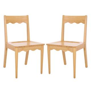 SAFAVIEH Home Collection – Rosetty Natural Scallop Solid Wood Dining Chair Set of 2, Country Cottage Farmhouse