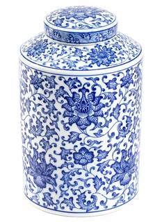 Blue and White Ginger Jar, Chinoiserie Porcelain, Blue and White Ginger Jar Vase for Home Decor, Good Ideal fo