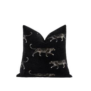 Croker Horse New 20x20'' inches Throw Pillow Cushion Covers - Black Color with Chenille Jacquard Embroidery Go
