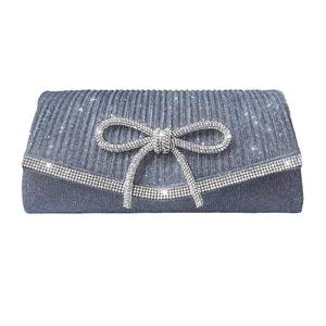 Trisapu Bow Evening Bag Sparkly Clutch Purses for Women Wedding | Bow, Glitter, Rhinestone Prom Party Purse, F